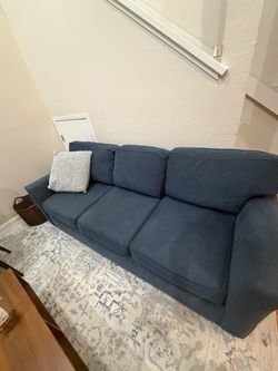 Living Spaces Aspen Tranquil Foam 3-seater Navy Blue Sofa