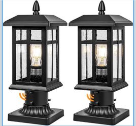 Outdoor Post Light 2 Pack Dusk to Dawn Hardwire Lamp Pole Post Lights Outdoor Electric with Pier Mount, Pole Lanterns Outdoor for Yard, Driveway, Path