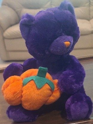 Purple Plush Bear with Pumpkin