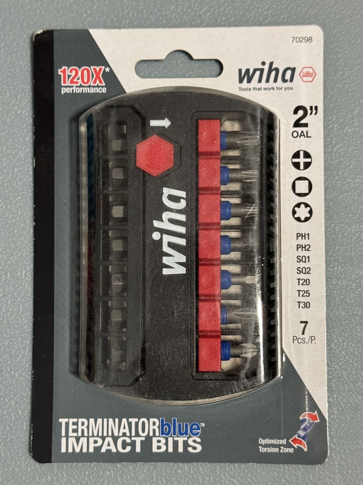 NEW! Wiha 2” Phillips square torx impact driver bit set 7-piece
