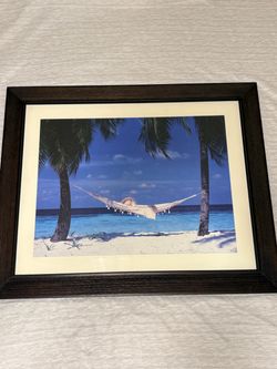 Framed Beach Hammock Print Wall Art