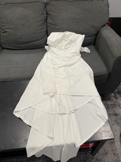 White Strapless Tiered Formal Gown