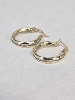 14kt Gold Small CZ Stone Hoops
