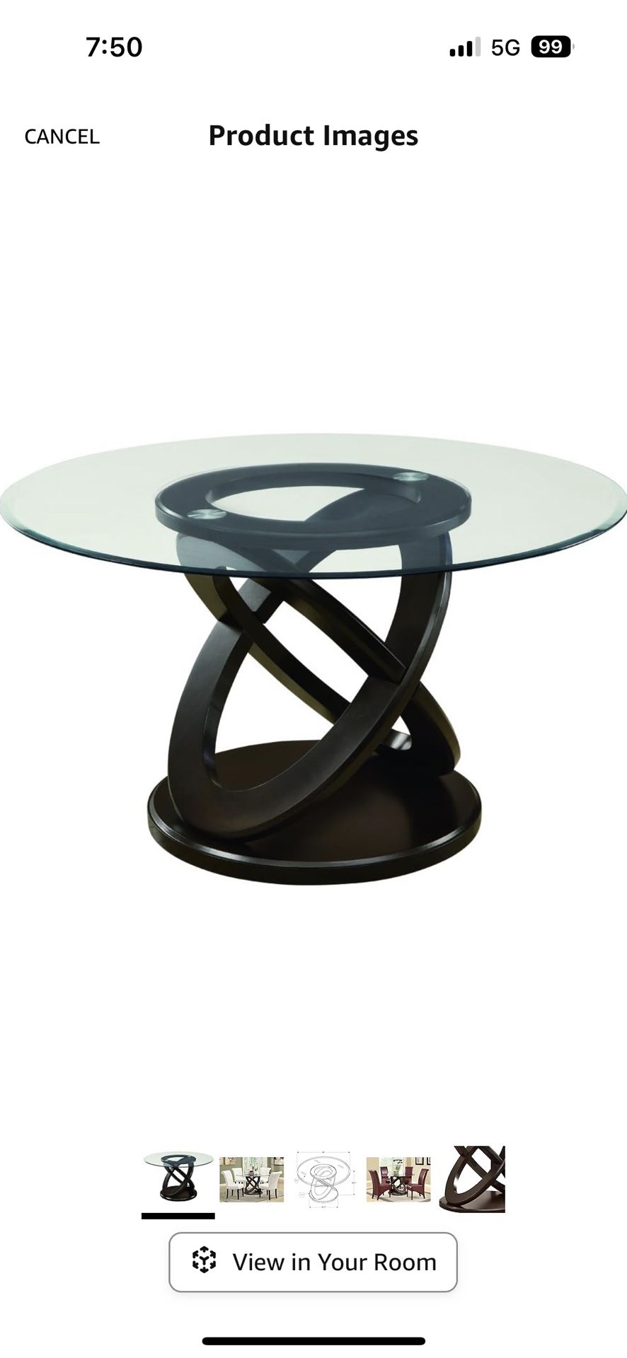 Tempered Glass Dining Table, 48", Espresso
