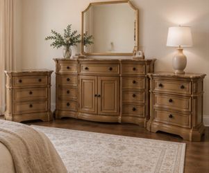 Beautiful 3 piece dresser set with granite top