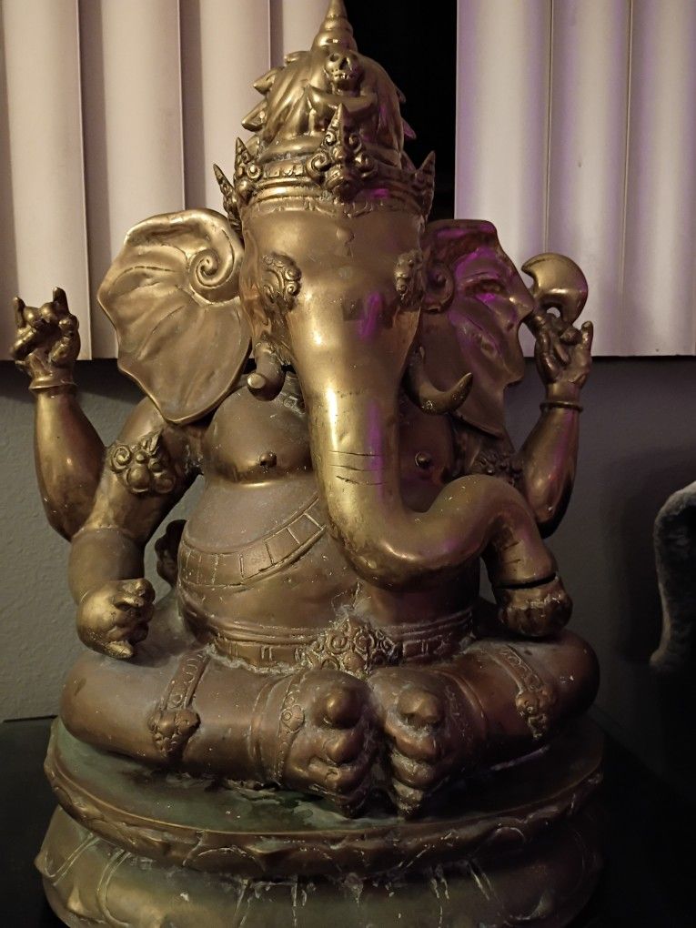 Antique Indian Panchmukhi Lord Ganesha Ganesh India Bronze Statue Sculpture