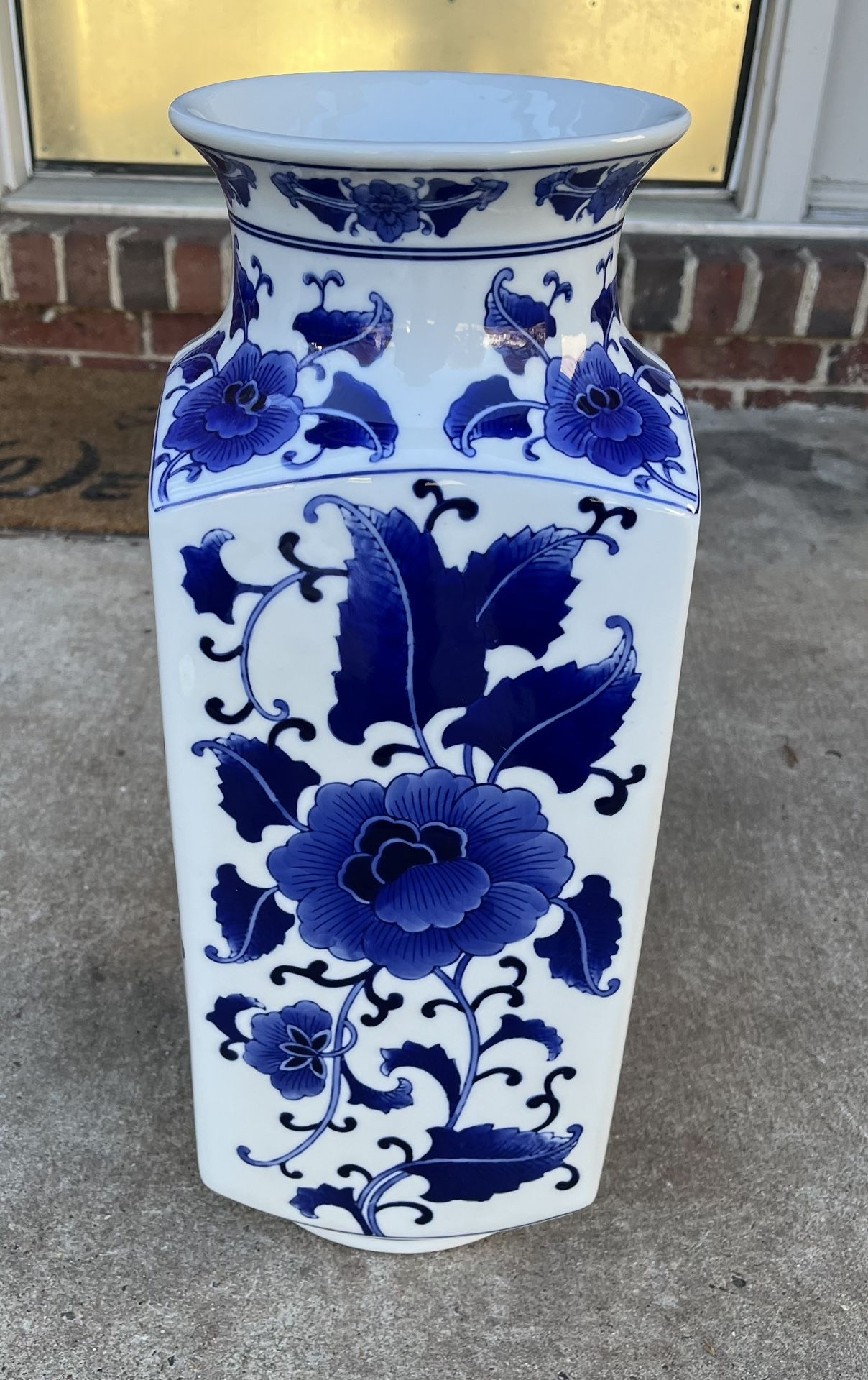 Vintage Large Bombay Blue and White Porcelain 17.5” Vase