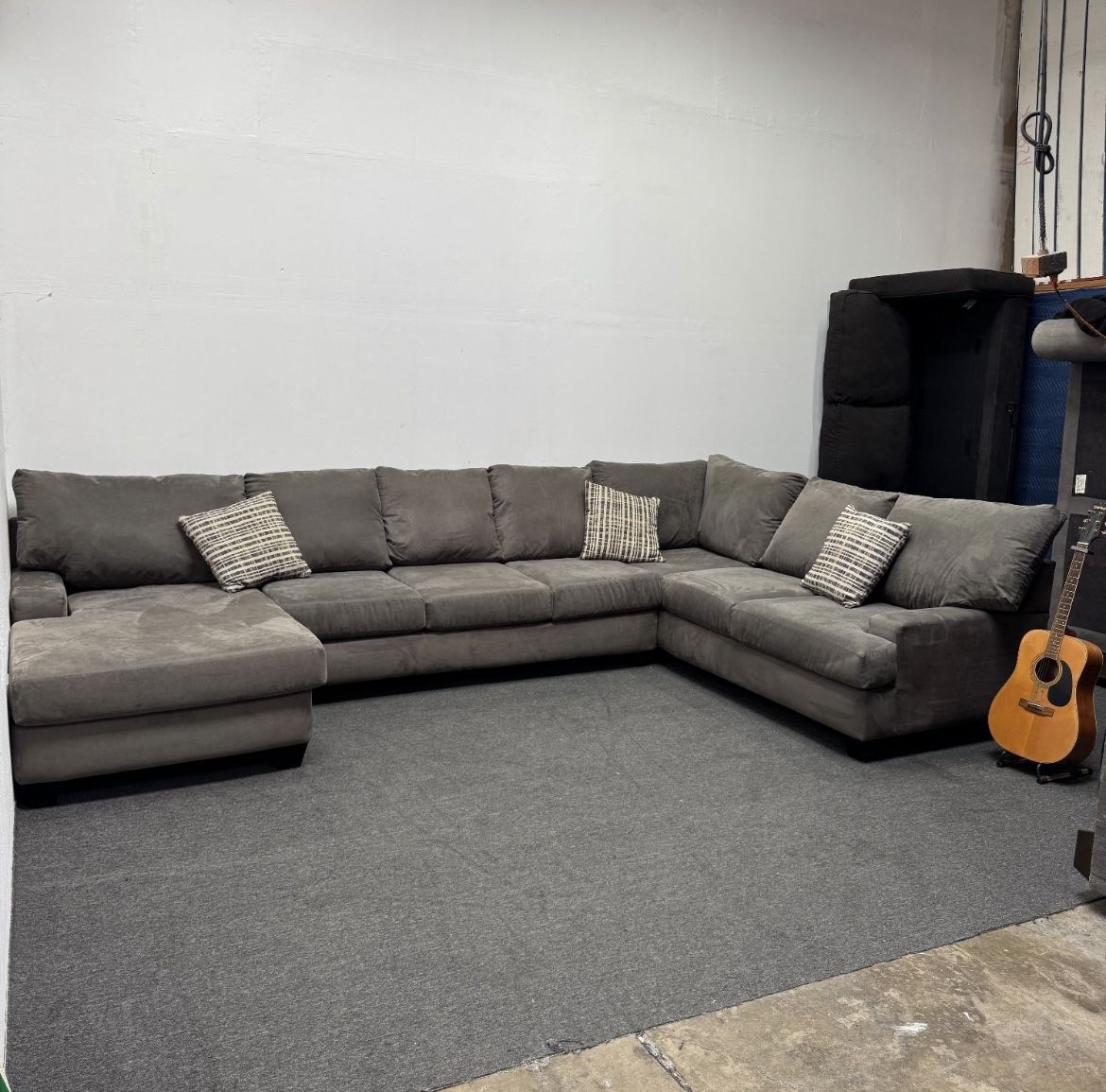 Harper Foam III Grey Performance Fabric Microfiber 3 Piece Sectional Couch - Can Deliver - 65% OFF