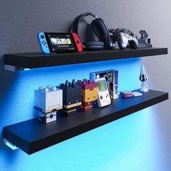 BAMEOS RGB LED Floating Shelves for Wall, 35" Wall Mounted