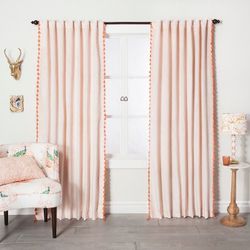 Velvet Curtain Panel with BlushTassels Blush Pink 95'' - Opalhouse