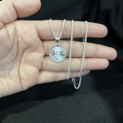 925 Sterling Silver Mens Womens Small St Jude San Judas & Curb Chain