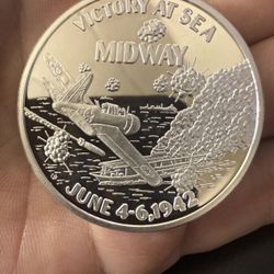 Midway "Victory at Sea" - 2 oz .999 Silver World War 2 - 1993 50th Anniversary