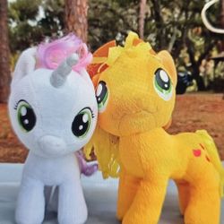 RARE 2014 Build A Bear My Little Pony SWEETIE BELLE CUTIE and  APPLEJACK Cowgirl Stuffed Animals