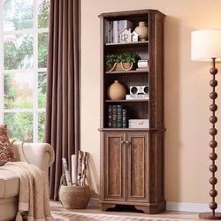 New Tall Brown Bookcase shelf cabinet For Home Or Office