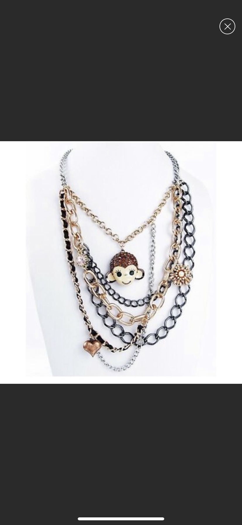 Betsey Johnson Monkey Face Multi-Chain & Charms Necklace Jewelry