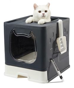 Pawsayes Cat Litter Box with Lid