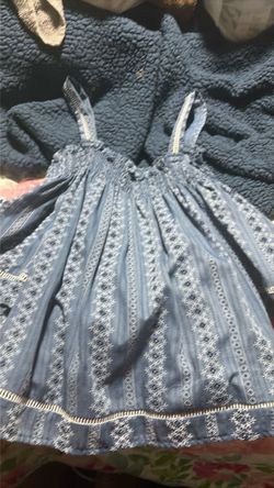 Blue Embroidered Sundress with Smocked Bodice