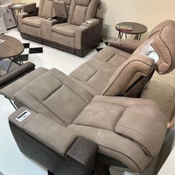 Power Reclining Sofa and Loveseat 