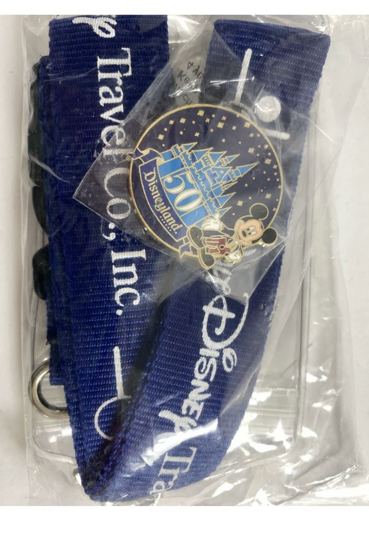 Sealed Walt Disney Travel Company Lanyard with 50 Anniversary Castle Pin