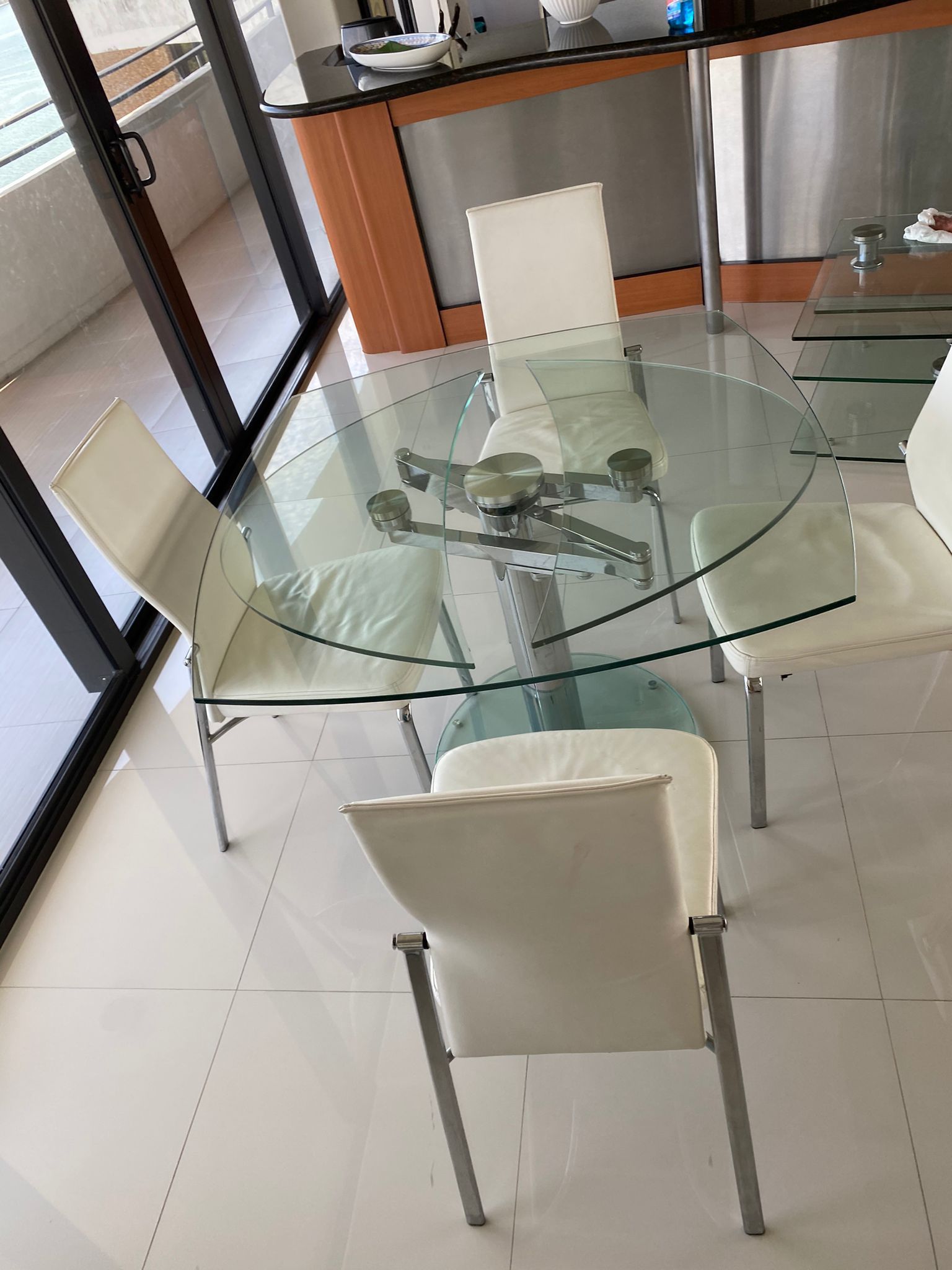 Italian Dining Room with  Leather Chairs 