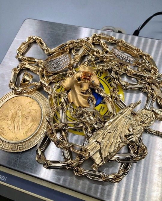 Gold Oro 10k 14k 18k 22k 24k Chains Rings Bracelets Pendant Cadenas Dijes Esclavas Anillos 