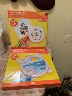 New Pair of Embroidery & Punch Needle Kit Bundle