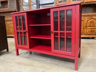 Crimson Adjustable Shelf Cabinet with Glass Doors