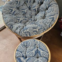2 sets of Papasan Chairs and matching stools