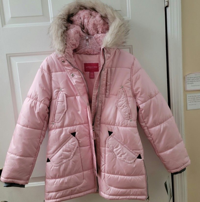 DS New Youth London Fog Pink Winter Puff Jacket Size 10-12