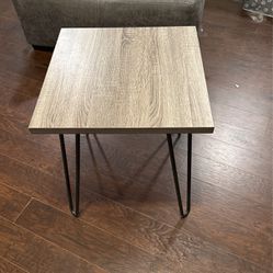 Two Gray Wood End Tables 