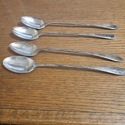 New England Silverplate "Rosemary" Ice Tea Spoons Qty 4