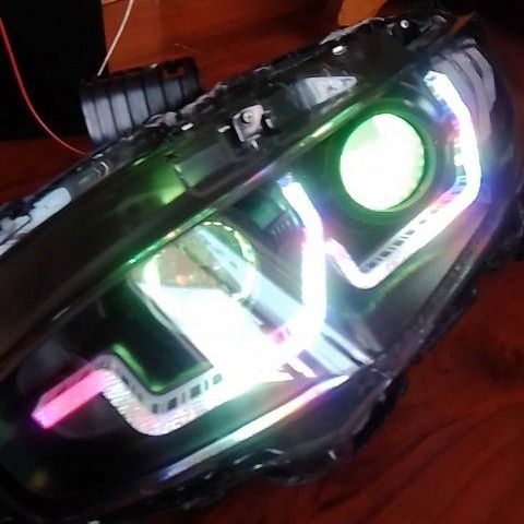 2016 - 2018 Honda Accord Spyder Headlights Custom Sequential Flowing RGBW And Dual RGBW Demon Eyes all Bluetooth And Amber Sequential Signal