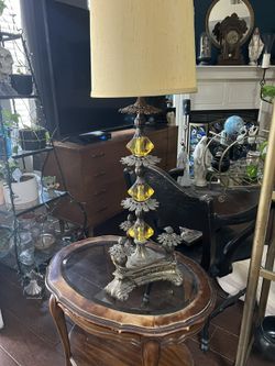 Mid Century Gothic Art Deco Table And Lamp