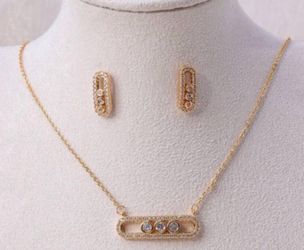 Bundle deal Gold-Tone Crystal Necklace and Earring Set