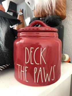 Deck the paws Rae Dunn / Rae Dunn Christmas / Rae Dunn canister / Rae Dunn red canister