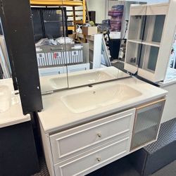 New  In Box 40” Floating Wooden Vanity Combo Sink Vanity and Medicine Cabinet