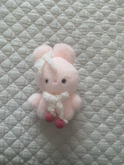 Pink bunny keychain plush