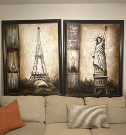 Liberty Statue and PARIS Canvas Wall Art XL Size 4’4”x3’5”