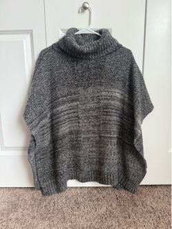 Apt. 9 Oversized Marled Grey Chunky Knit Poncho Sweater