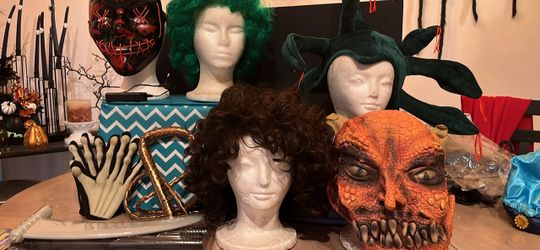 Halloween masks, wigs $5-$10