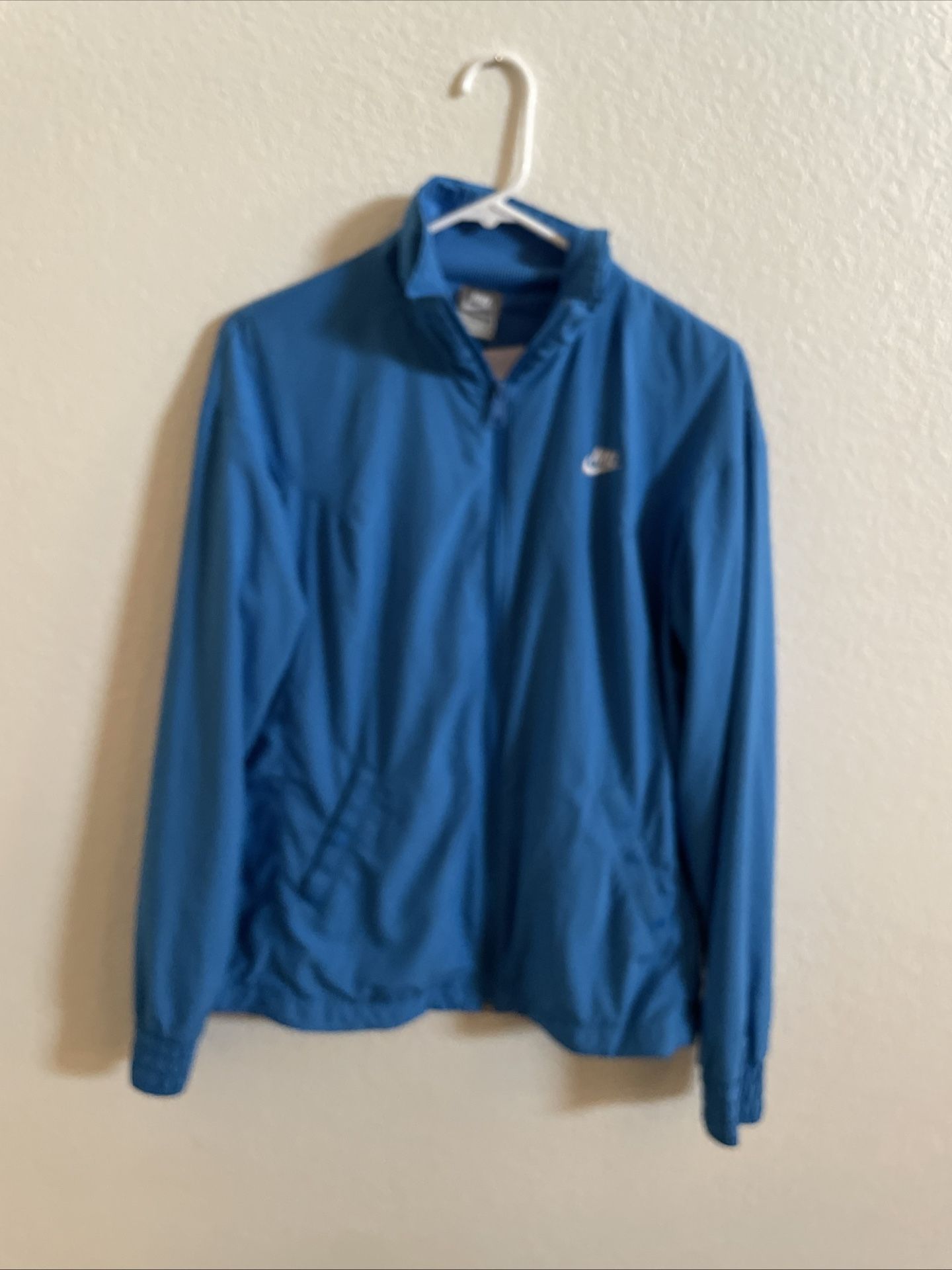 Nike Windbreaker Jacket Full Zip Lightweight Running Blue Womens Large 12-14 NWT