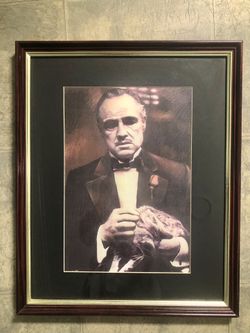 Two God Father Framed Pictures Perfect For Game Room Or Movie Room Both In Glass And Cherry Frames