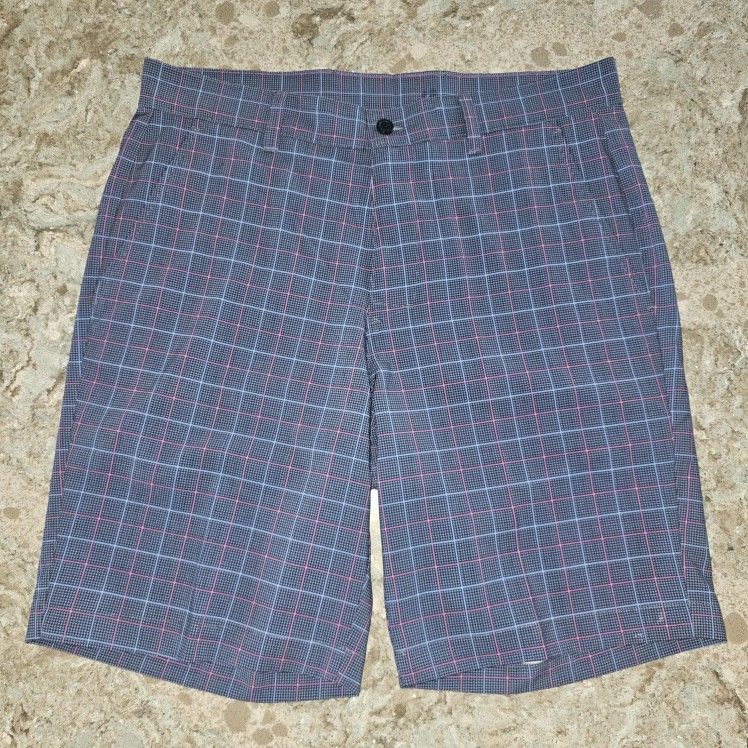 Jack Nicklaus Golf Shorts Blue Pink Check Patter Mens Sz 32