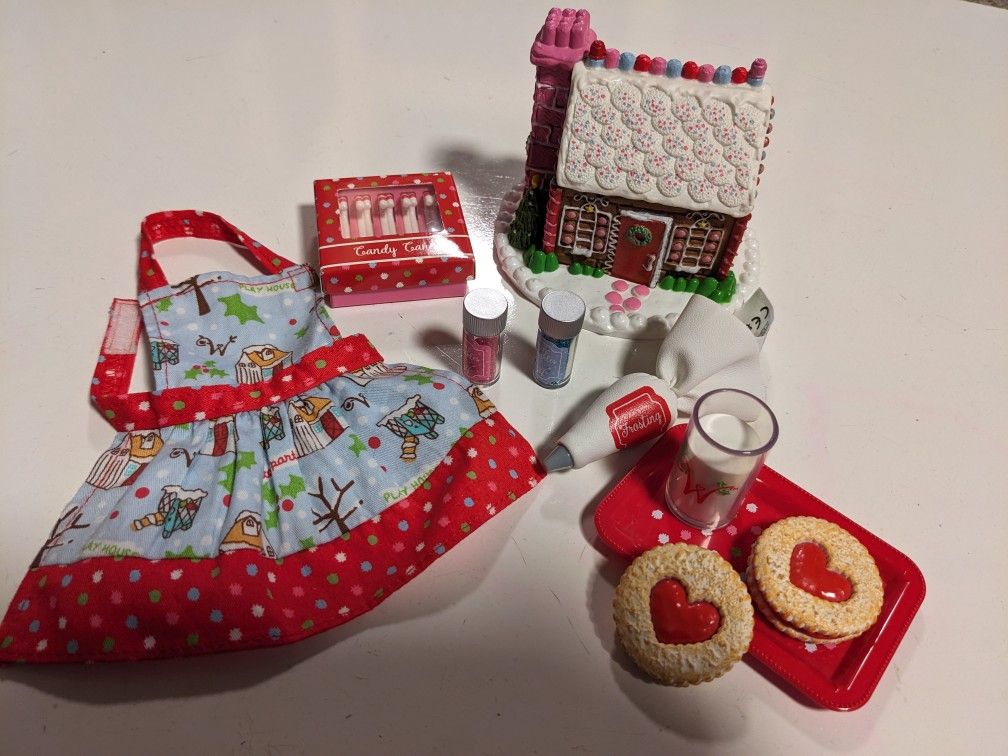 American Girl, WellieWishers, Holiday Baking Set, Gingerbread House, Cookies, Candy Canes