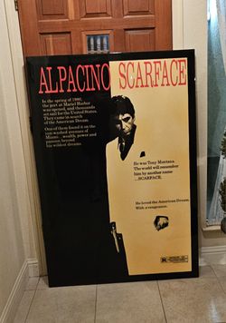 Scarface Tony Montana Jumbo Movie Poster Custom Wood Lacquered 58x39 Rare 1/1