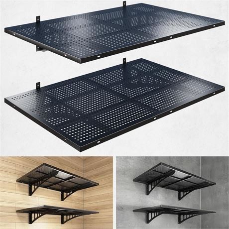 4-Pack 2x3ft Heavy Duty Garage Wall Shelving, 1000 lbs Load Capacity, Garage Shelving Wall Mounted, Garage Storage Rack 