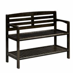 New Ridge Home Goods Storage Bench w/ Shelf, Espresso, Brand New in Box