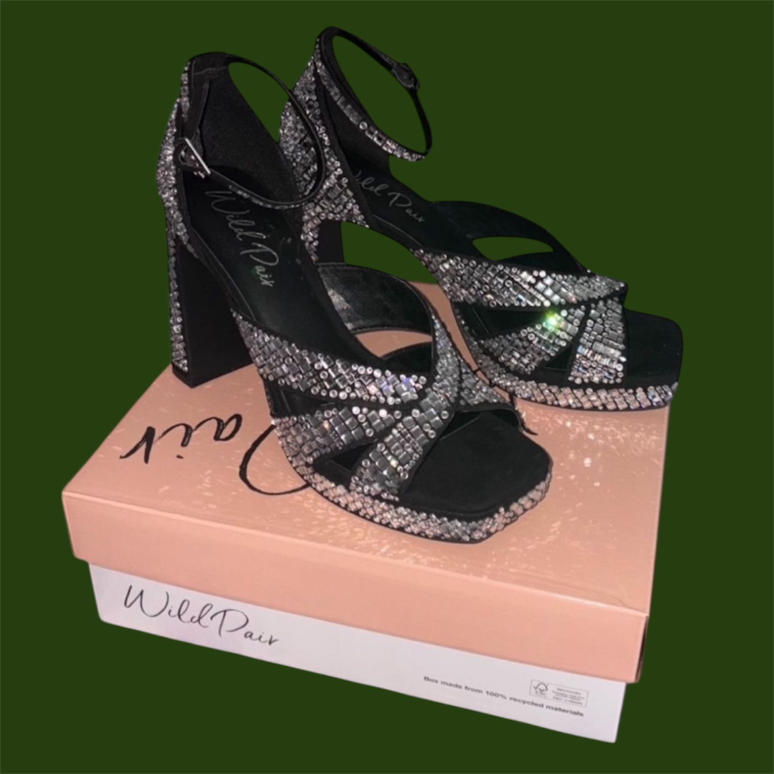 Wild Pair Heels - Black & Rhinestone Size 10