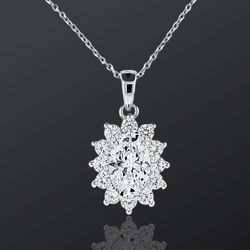 18K White Gold Plated Over Brass Oval Cut Cube Zirconia Sage Crystal Necklace