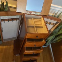 Vintage Walnut Jewelry Armoire 